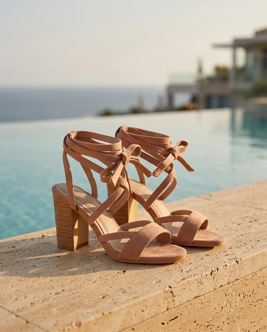 Praline Lace Sandal — editorial render