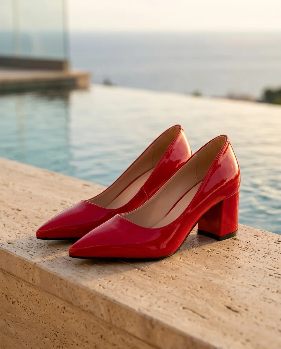 Rouge Patent Pump — editorial render